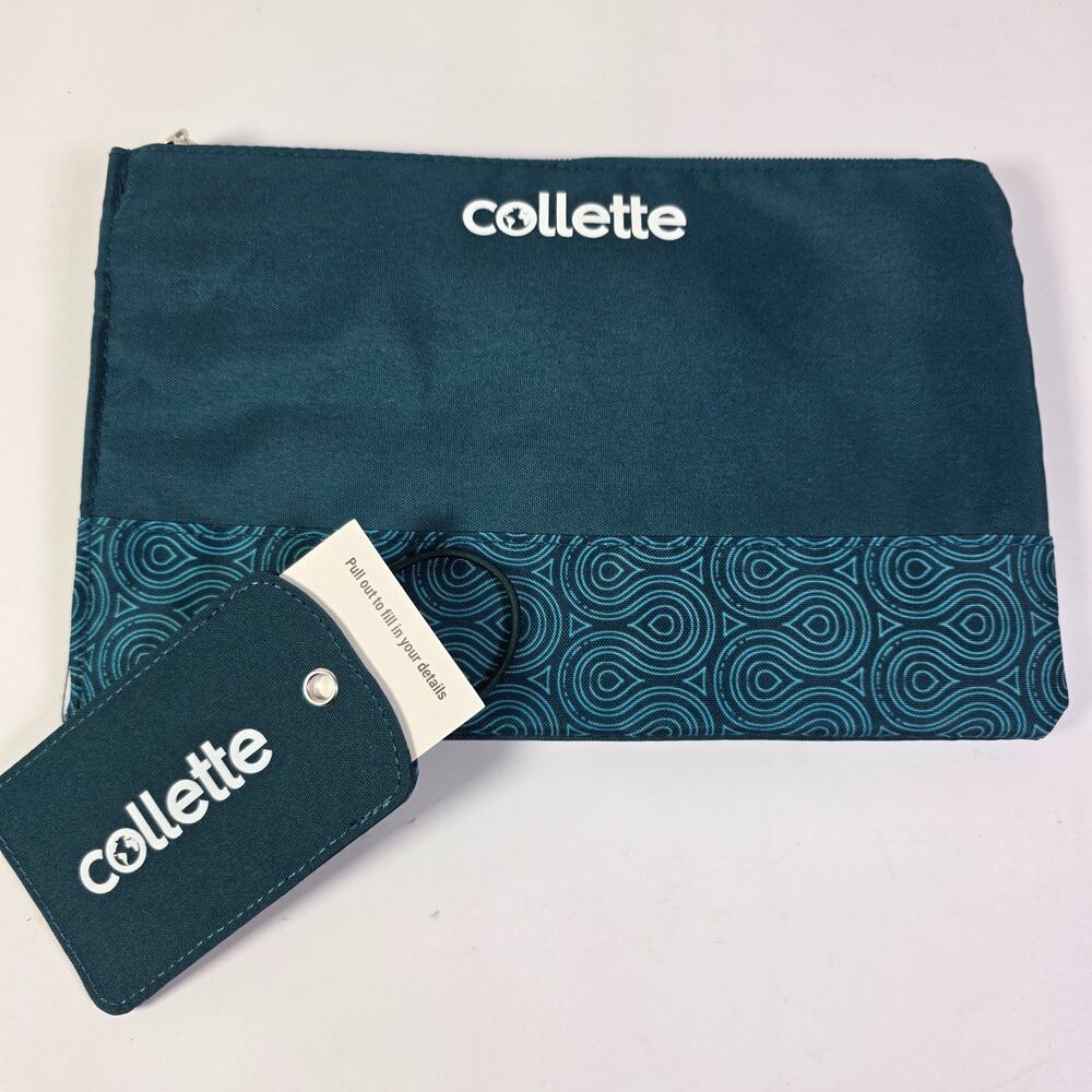 Collette Travel Organizer Pouch & Luggage ID Tag Recycled Zip Case 10.5x7